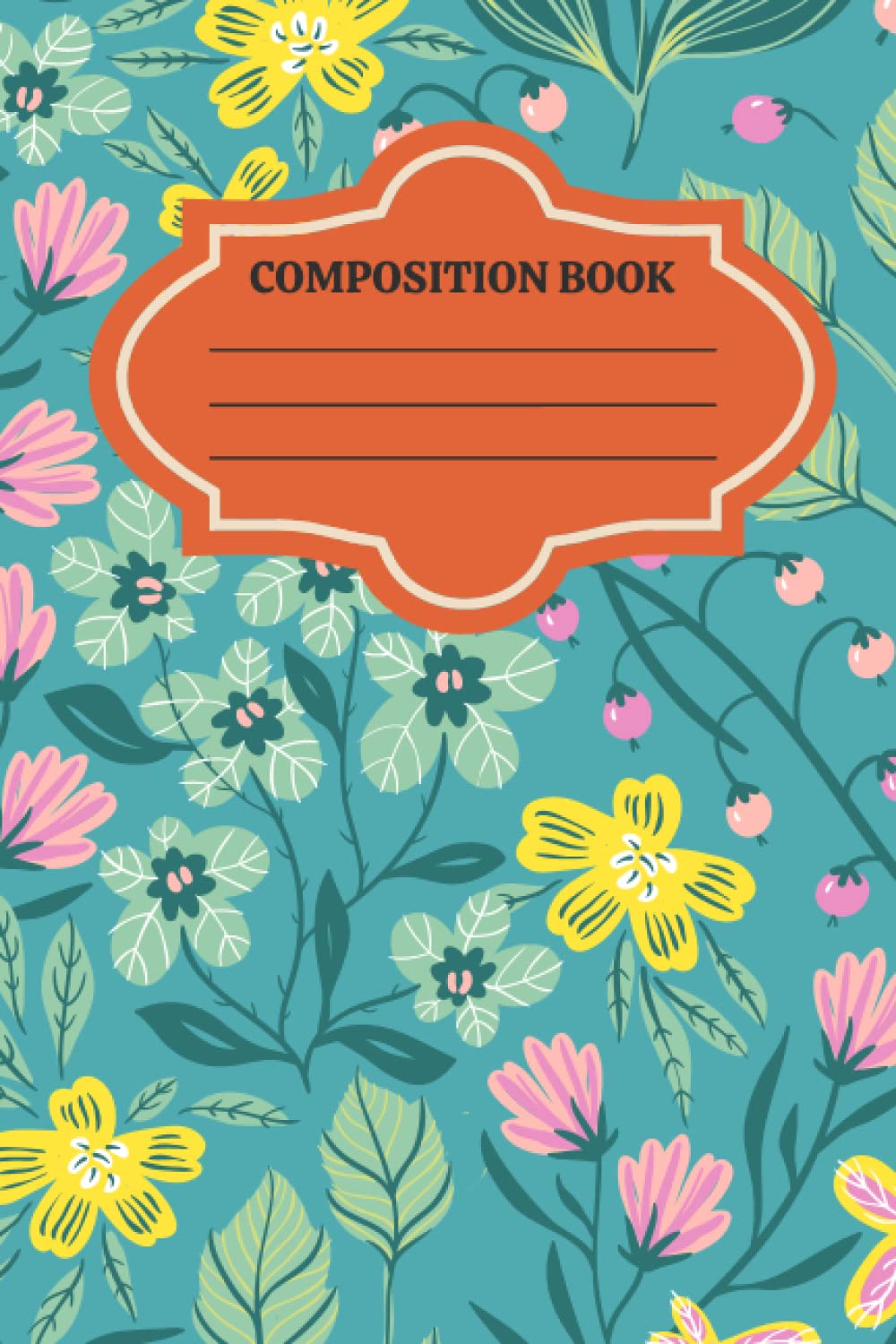 Composition Notebook Wide Ruled: Blue Vintage Floral Illustration | Cute Garden Aesthetic Journal For Teens, Women | 120 Pages baixar o livro de graça
