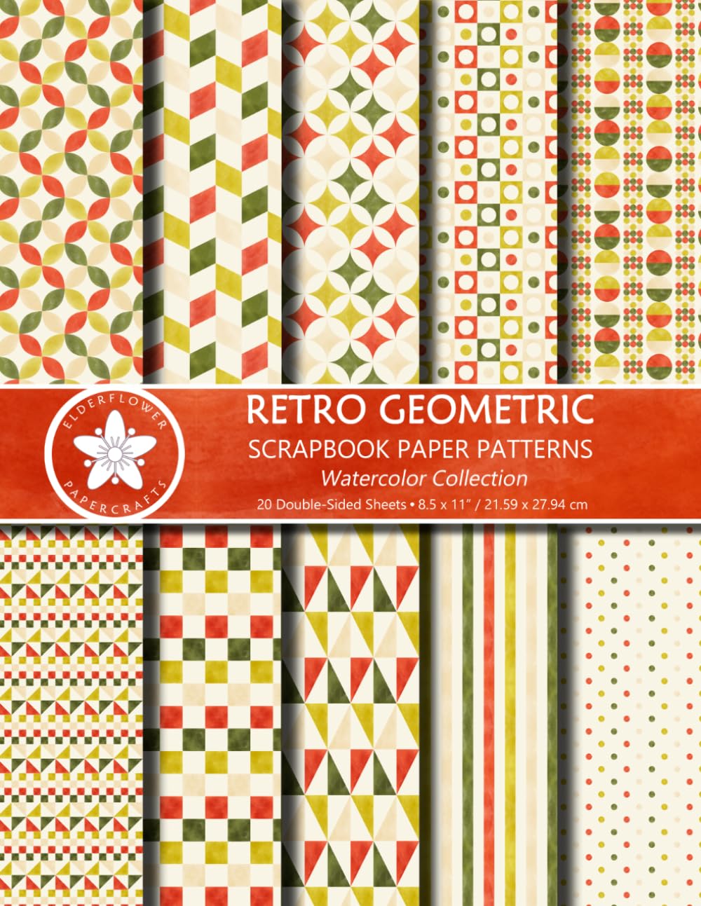 Retro Geometric Scrapbook Paper Patterns: Double-sided Watercolor Designs in a Warm Mid Century Inspired Color Palette baixar o livro de graça