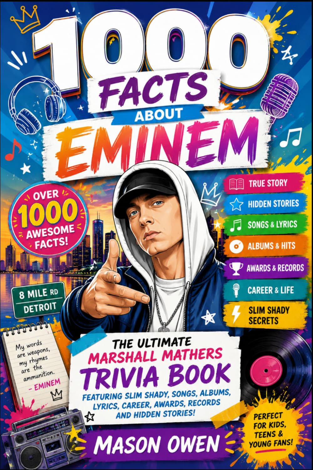 ler totalmente 1000 Facts About Eminem: The Ultimate Marshall Mathers Trivia Book Featuring Slim Shady, Songs, Albums, Lyrics, Career, Awards, Records and Hidden Stories