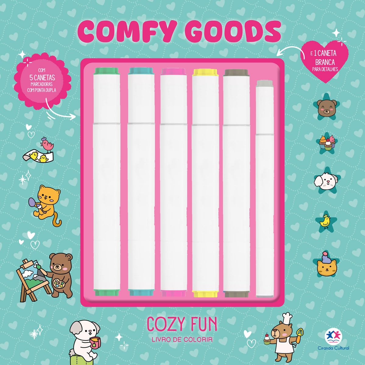 Cozy fun - Livro de colorir com 6 marcadores