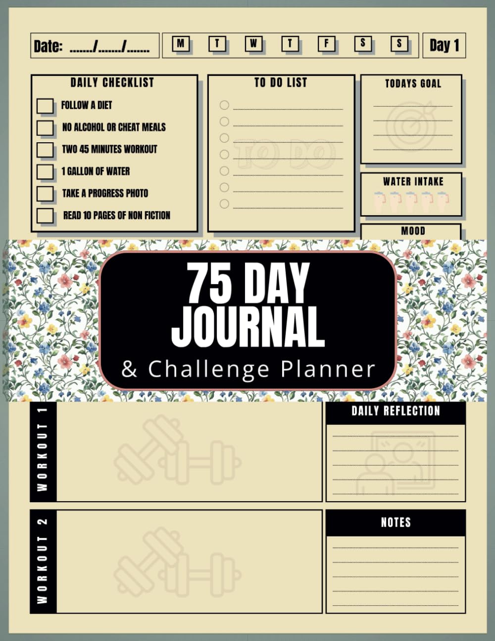 ler totalmente 75 Day Journal & Challenge Planner: Daily Progress Tracker for Your Diet Plans & Exercise With Daily Checklists and Prompts for Beginners | Challenge... 75 Days and Become The Best Version of You