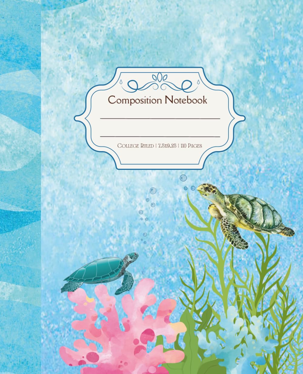 ler totalmente Composition Notebook College Ruled: Sea Life Vintage Aesthetic | Wide Lined | Cute Journal for School, College, Work, Office