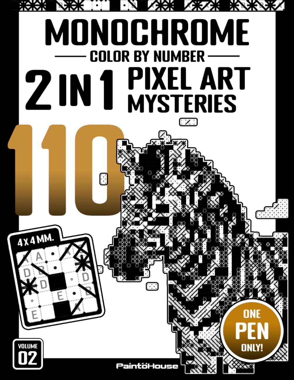 ler totalmente 110 Monochrome Color by Number Pixel Art Mysteries, Vol. 2: 2-in-1 One-Pen Black-and-White Mystery Reveals Featuring Grayscale Designs for Relaxation and Stress Relief