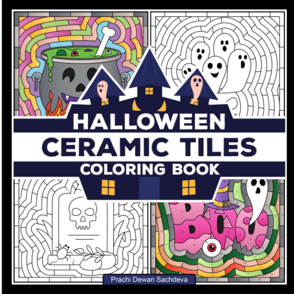 capítulo por capítulo baixar Ceramic Tiles Halloween - Coloring Book: A spooky coloring book to color and relax - paint by number pages of bats, trick or treat sign, ghost, jack... more (Ceramic Tiles Coloring Book for Adults)