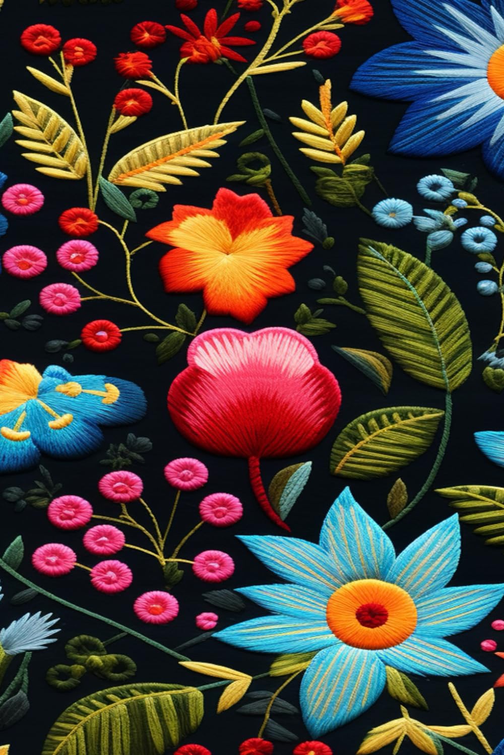 Embroidery pattern inspired by traditional Mexican textiles: Colorful flowers embroidered ornament baixar livro de graça