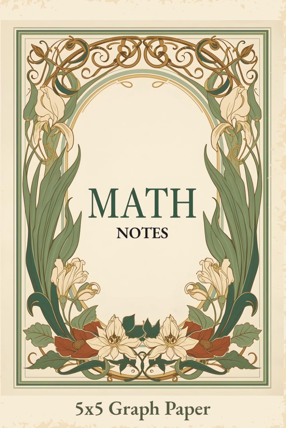 Math Notes: Math Graph Paper Composition Notebook – 5x5 Grid, 158 Pages, Art Nouveau Vintage baixar o livro de graça