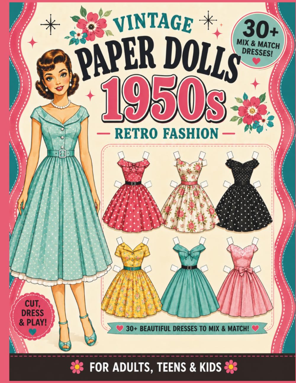 ler totalmente Vintage Paper Dolls 1950s Retro Fashion: 30+ Mix & Match Dresses | Cut, Dress & Play for Adults, Teens & Kids (Vintage Paper Dolls: Retro Fashion Collection by Cozy Claudia Studio)