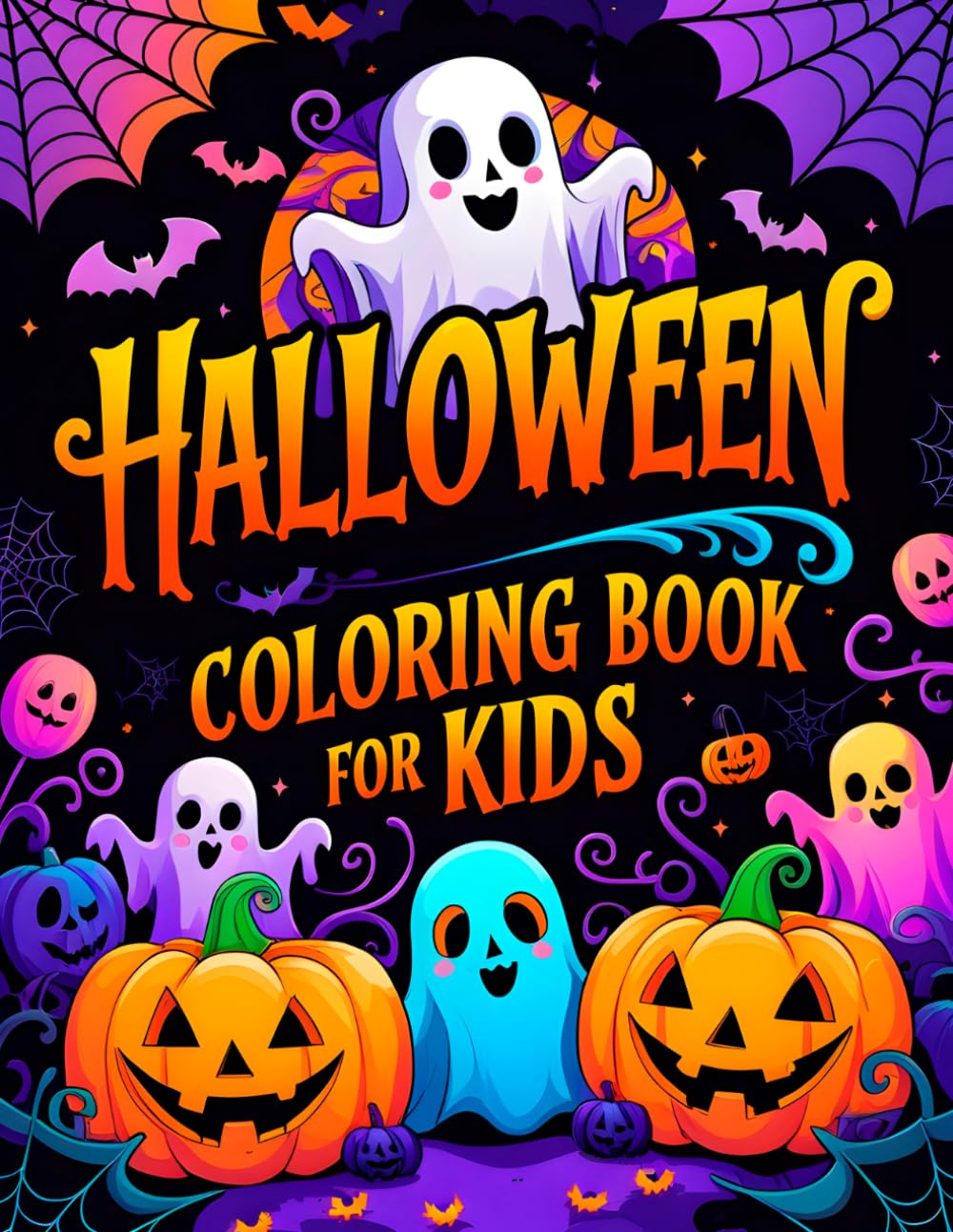 ler totalmente Halloween Coloring Book for Kids: 50 Fun and Easy Coloring Pages with Friendly Ghosts, Cute Pumpkins, Witches, and Monsters for Toddlers and Kids Ages 4-8