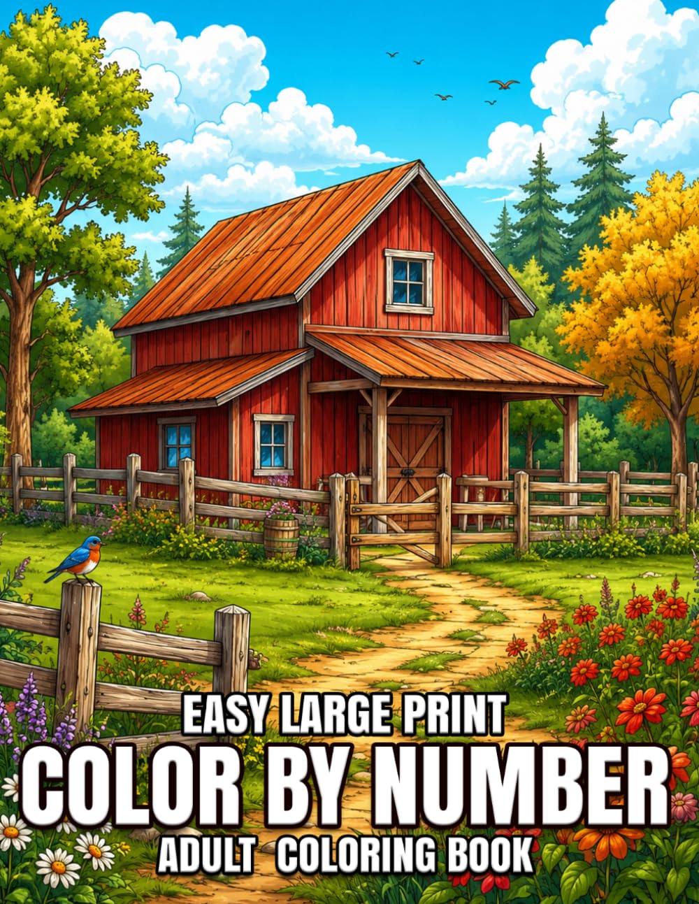 ler totalmente Easy Large Print Color by Number Adult Coloring Book: Large Print Easy Color by Number for Adults 50 Relaxing Pages of Flowers, Birds, Butterflies & Peaceful Nature Designs