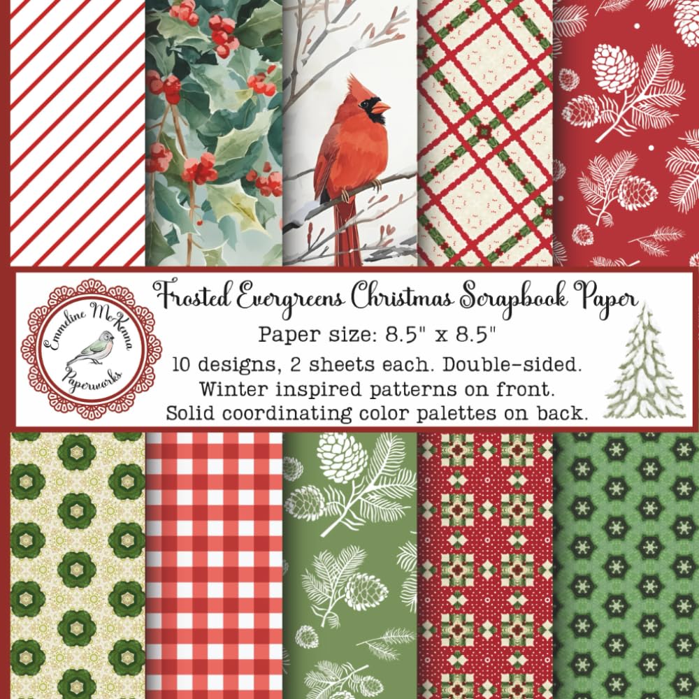 Frosted Evergreens Christmas Scrapbook Paper: Winter Cozy Holidays Craft Pad, Plaid, Holly, Cardinals, Red and Green Patterns, Double Sided for... Origami, Cardmaking, Gift Decorating) baixar o livro de graça