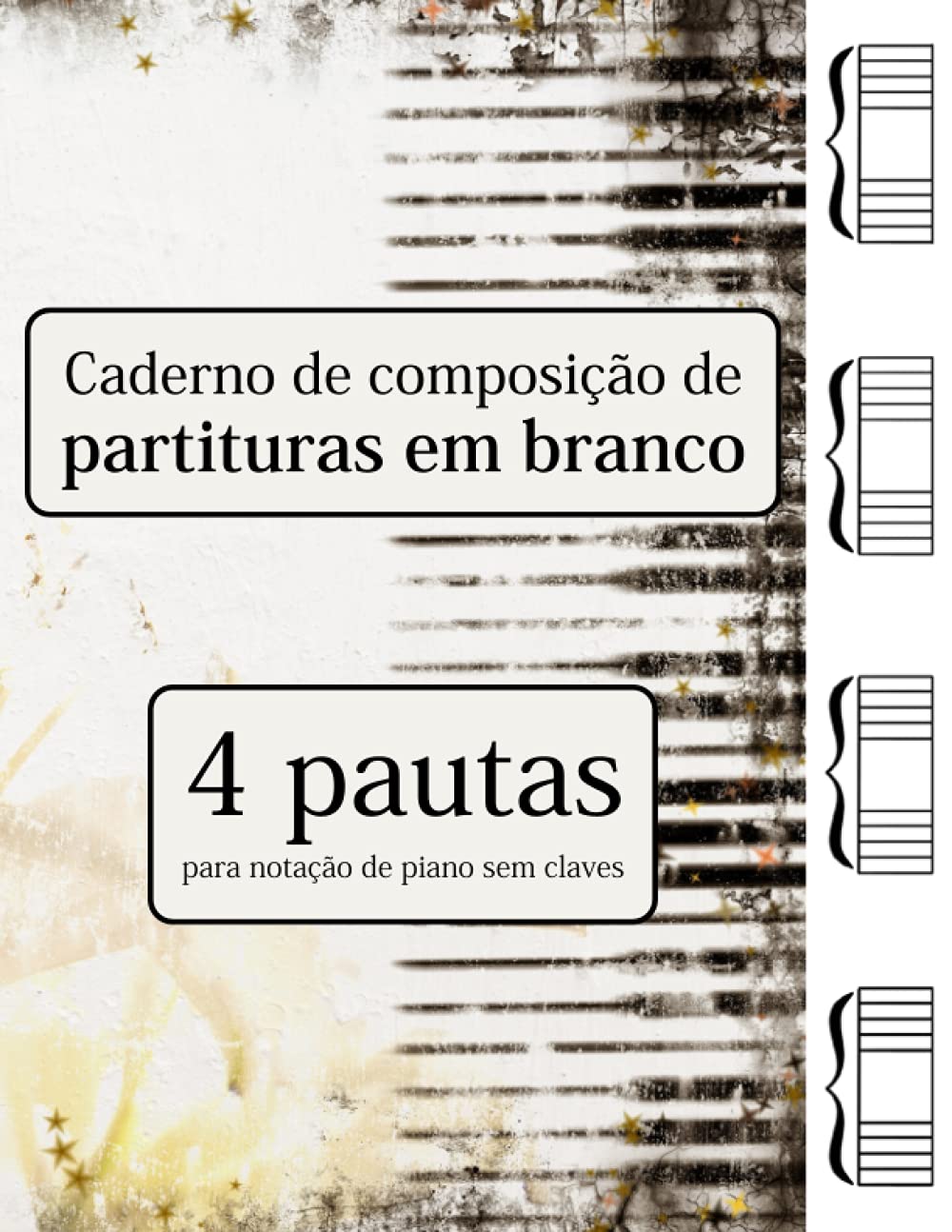Caderno de composição de partituras em branco - 6 pautas para notação de piano sem claves baixar livro de graça