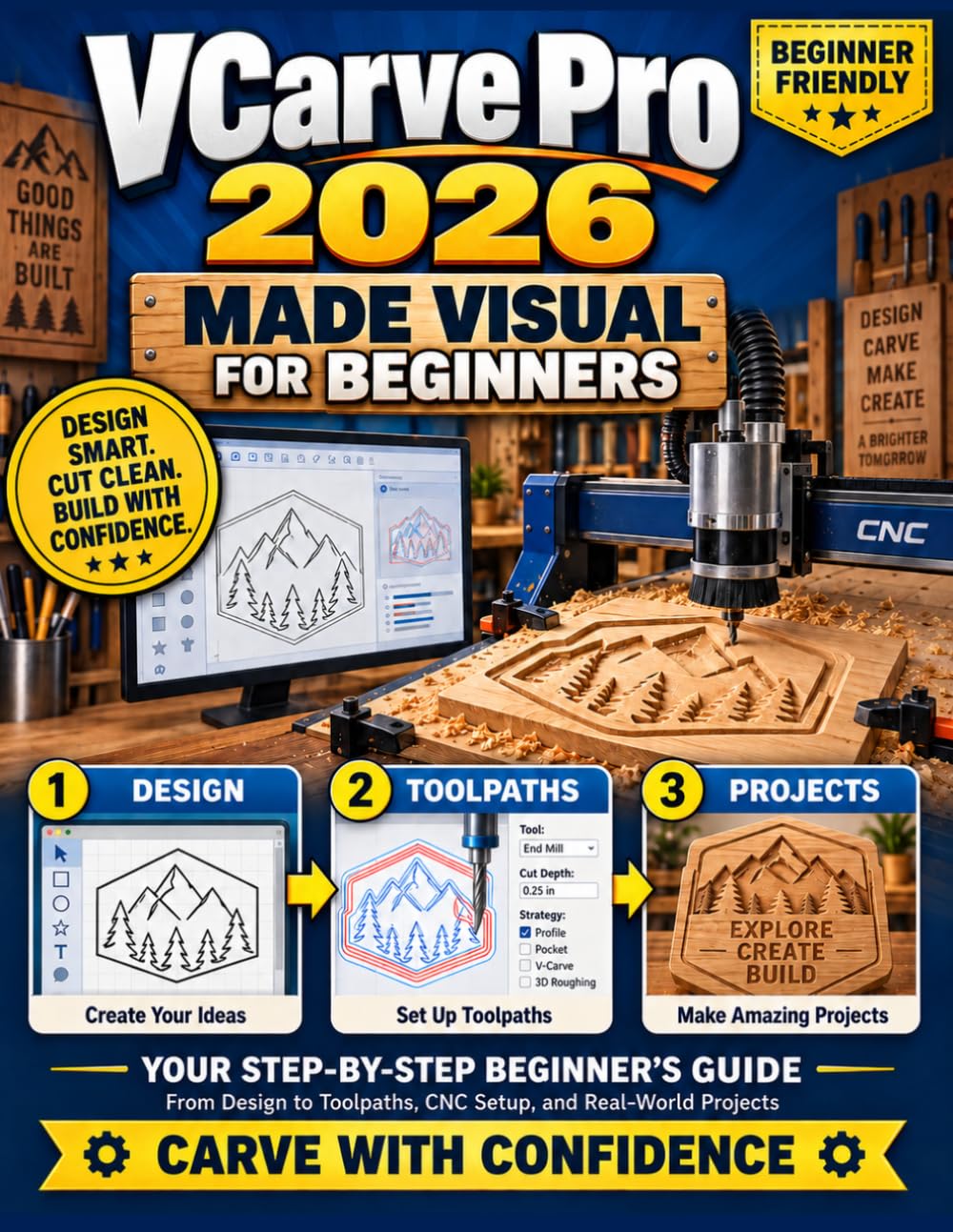 VCarve Pro 2026 Made Visual for Beginners: A Color-Illustrated Guide to Design, Toolpaths, CNC Setup, and Projects baixar o livro de graça