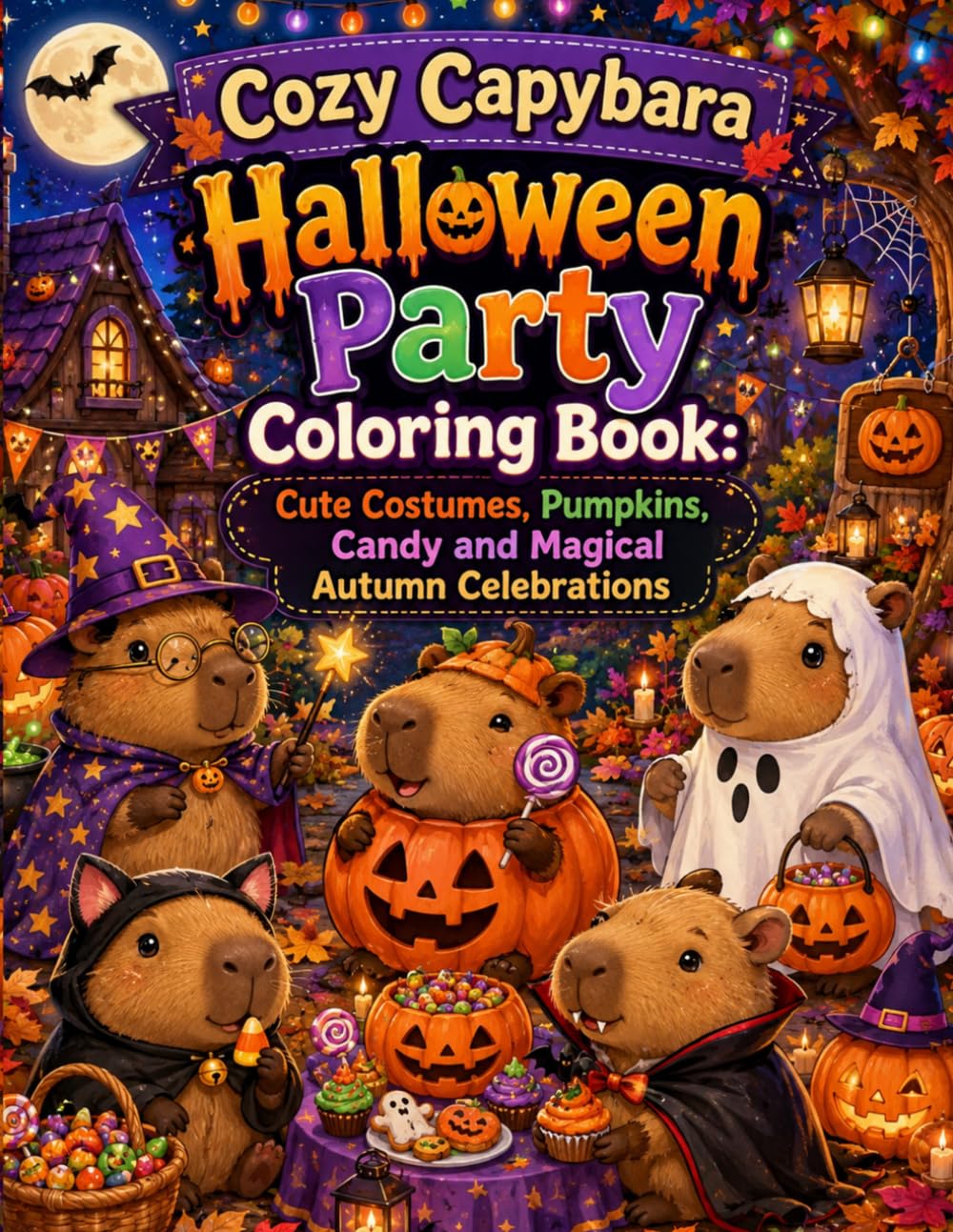 ler totalmente Cozy Capybara Halloween Party Coloring Book: Cute Costumes, Pumpkins, Candy and Magical Autumn Celebrations: A Whimsical Coloring Adventure Filled... Cozy Autumn Scenes and Sweet Seasonal Moments