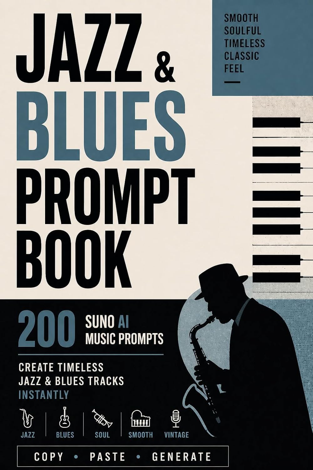 ler totalmente Jazz & Blues Suno AI Prompt Book: 200 Copy-and-Paste Prompts for Authentic Bebop, Swing, Delta Blues & Modal Jazz Tracks (Suno AI Prompt Book Series) (English Edition)