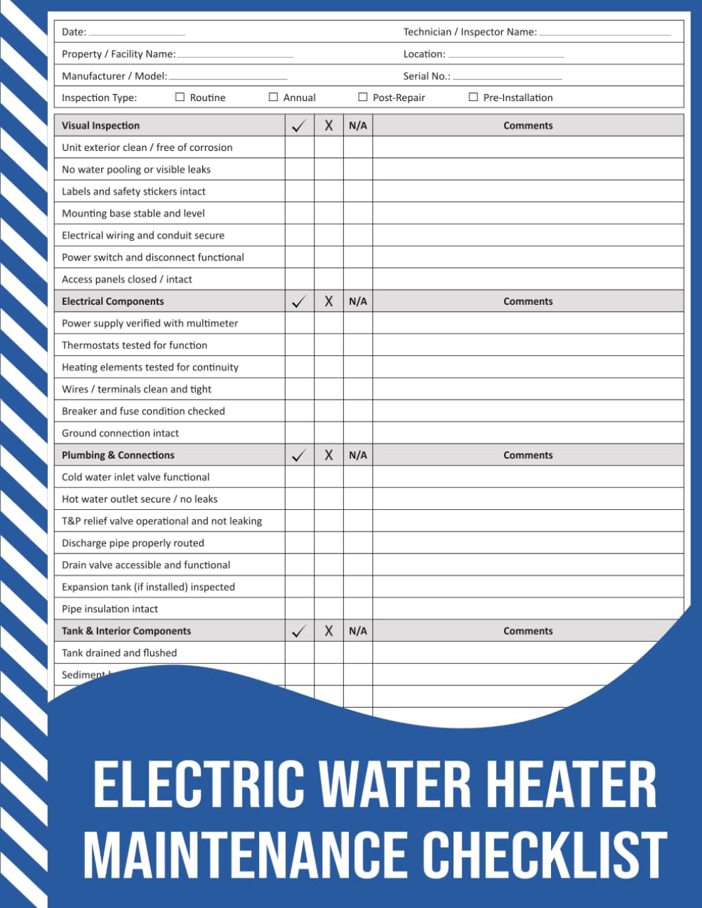 Electric Water Heater Maintenance Checklist: Inspection, Testing, and Service Record for Routine and Annual Maintenance. baixar o livro de graça