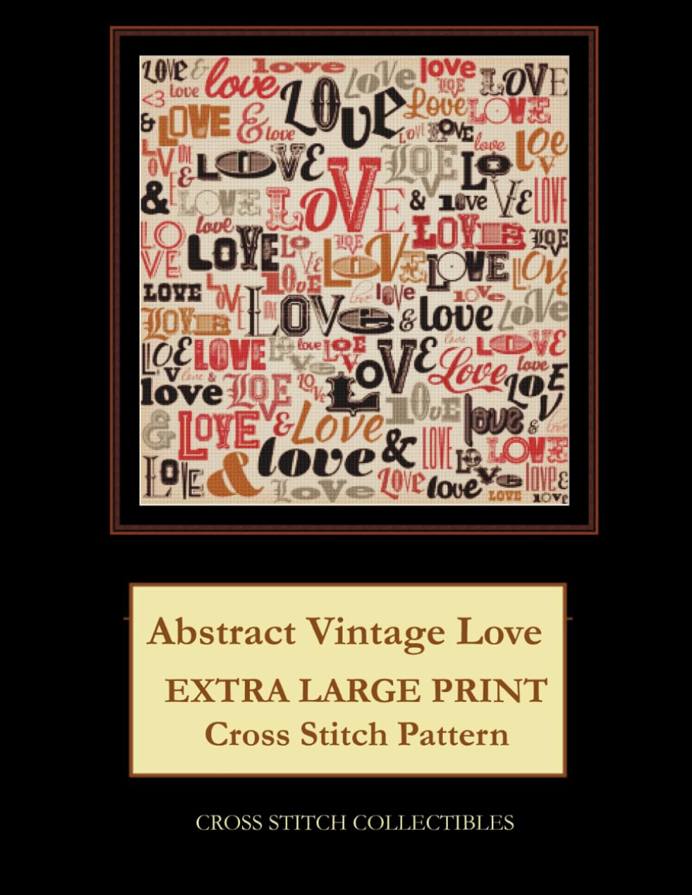 Abstract Vintage Love: Extra Large Print Cross Stitch Pattern