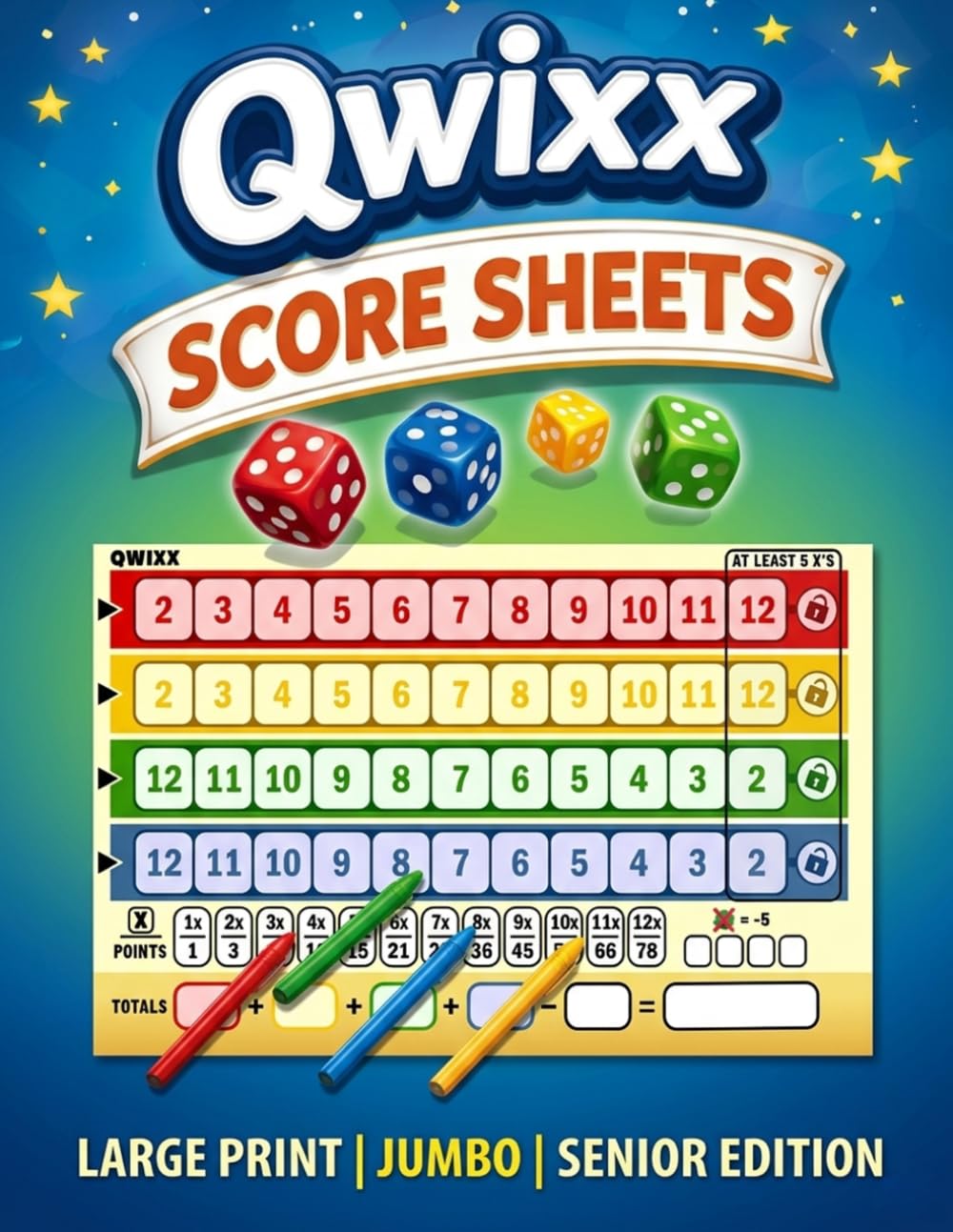 ler totalmente Qwixx Score Sheets Large Print: 200 Games Dice Game Score Pad | Large Print 8.5x11 Scorekeeping Notebook for Easy Game Night Scoring