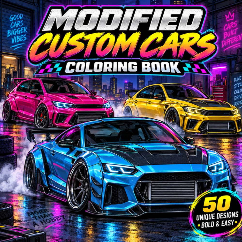 Modified Custom Cars Coloring Book: 50 Bold Easy Tuner Vehicles Featuring Drift Builds Street Machines Widebody Designs Turbo Rides Track Scenes for Adults and Teens (Tuned Rides Coloring Series) baixar o livro de graça