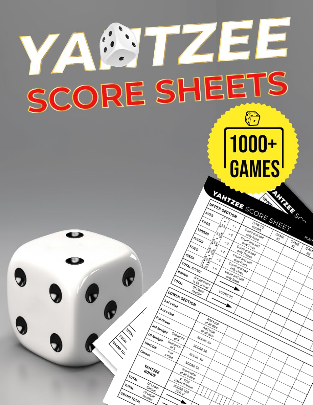 Yahtzee Score Sheets: Large Print Yahtzee Score Pads | 1000+ Score Games for Easy Scorekeeping | Original and Unique Layout Design | 8.5x11 Big Jumbo Size Yahtzee Cards Book baixar o livro de graça
