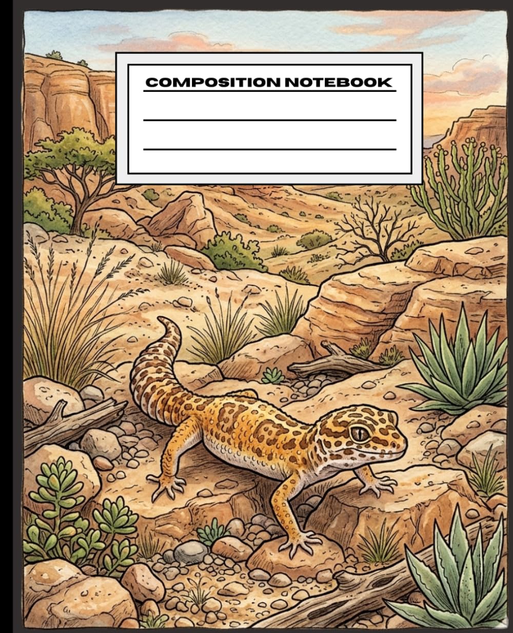 Leopard Gecko Habitat Composition Notebook: Desert Gecko Wide Ruled Lined for School, Notes & Writing – Reptile Lover Gift baixar livro de graça