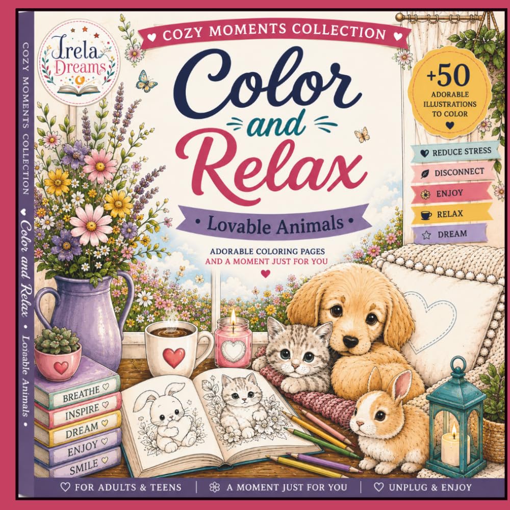 capítulo por capítulo baixar COLOR AND RELAX. Lovable Animals: Coloring Book with Adorable Animals and Floral Designs for Teens and Adults | Relaxation, Creativity and Mindfulness (Cozy Moments Collection)