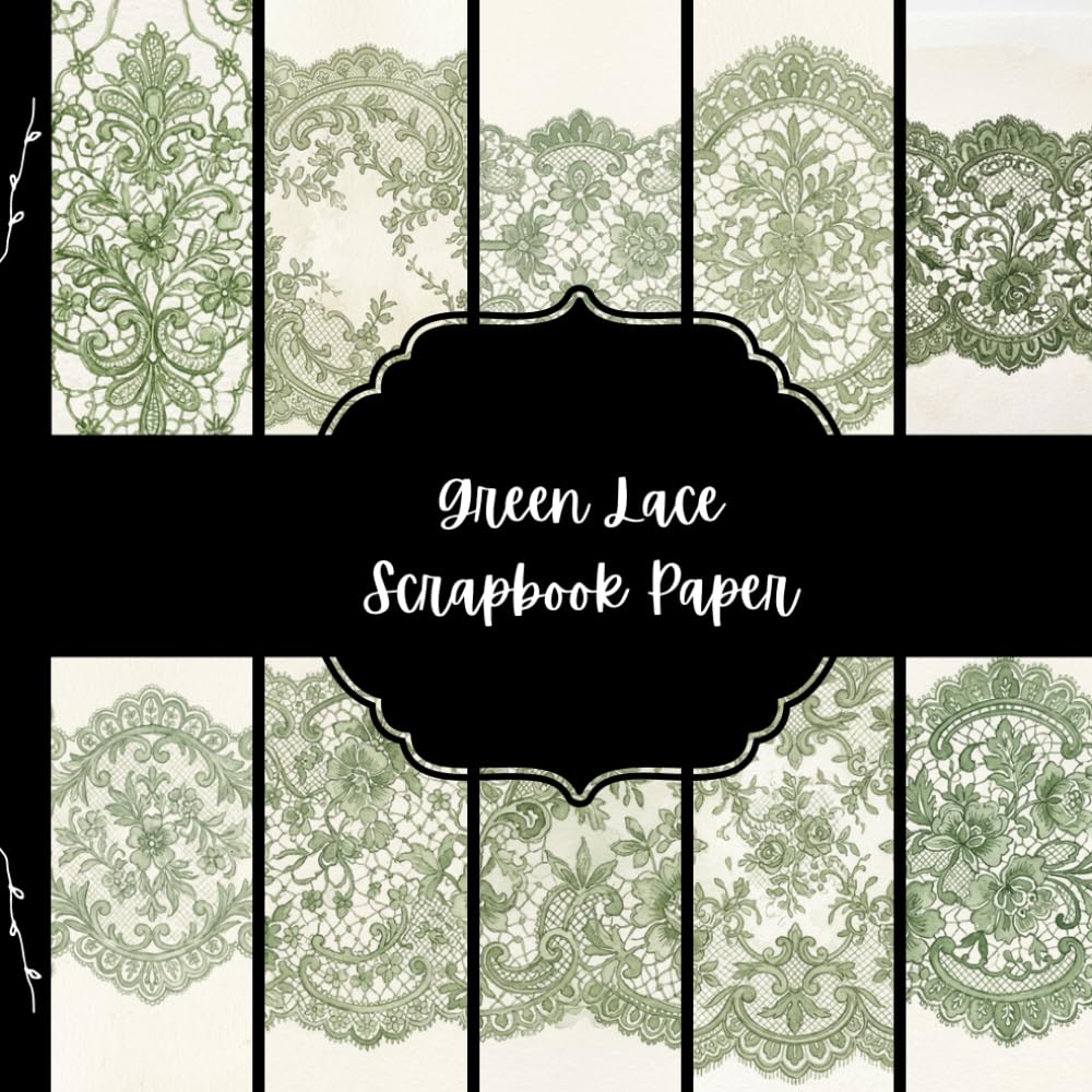 Green Lace Scrapbook Paper, Wedding Junk Journal Paper, Elegant Decorative Paper, DIY Projects, Origami, Collage Sheets, Decoupage Paper, 10 Designs, Double Sided baixar o livro de graça