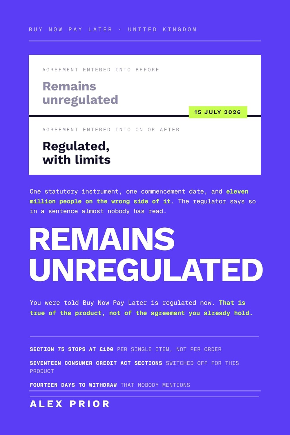 capítulo por capítulo baixar Remains Unregulated: Buy Now Pay Later After 15 July 2026: Which of Your Agreements Got the New Rights, Why Section 75 Stops at a Hundred Pounds, and the... Days Nobody Mentions (English Edition)