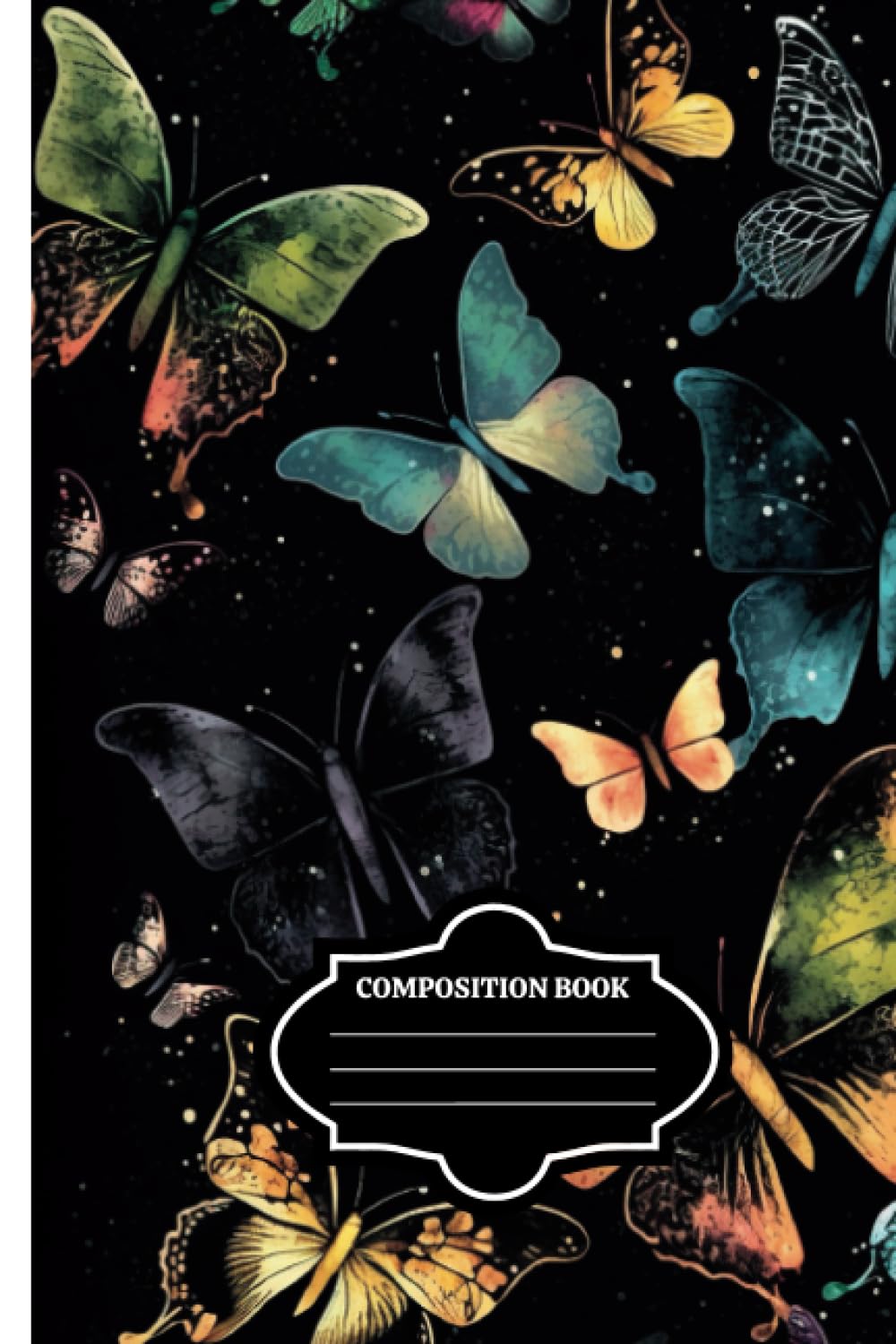 ler totalmente Composition Notebook College Ruled: Beautiful Watercolor Butterfly Pattern on Black Background: Beautiful Watercolor Butterfly
