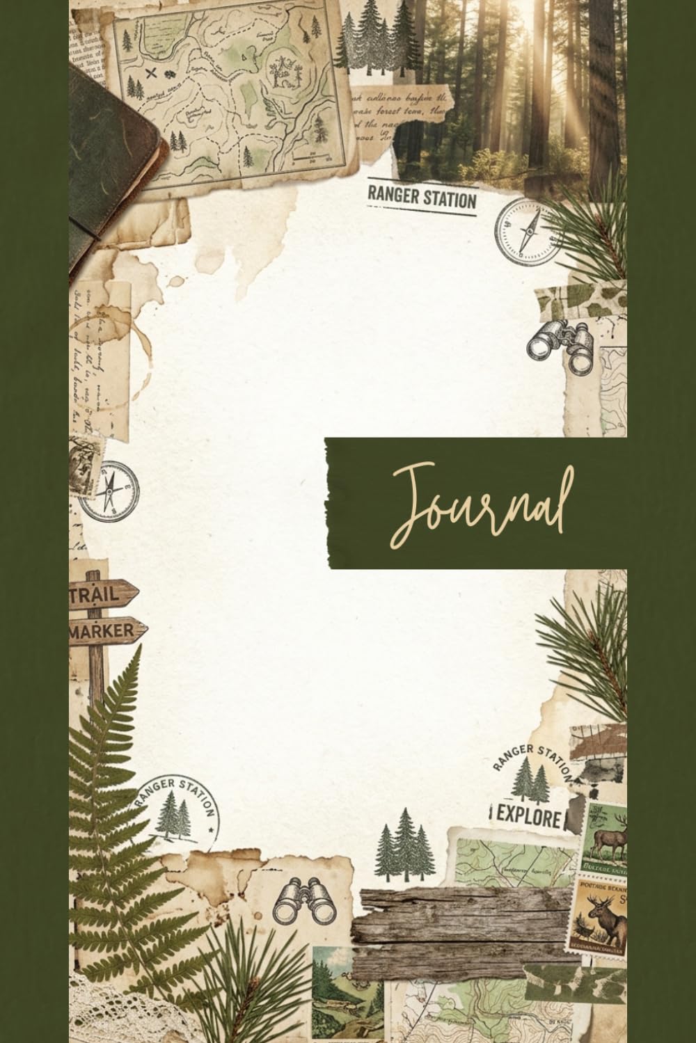 Vintage Forest Ranger Journal Pages - 6x9 Decorative Paper - 100 Woodland Hiking Sheets with Pine Trees, Trail Markers, Wildlife Footprints, Maps, and Nature Ephemera Collage baixar livro de graça