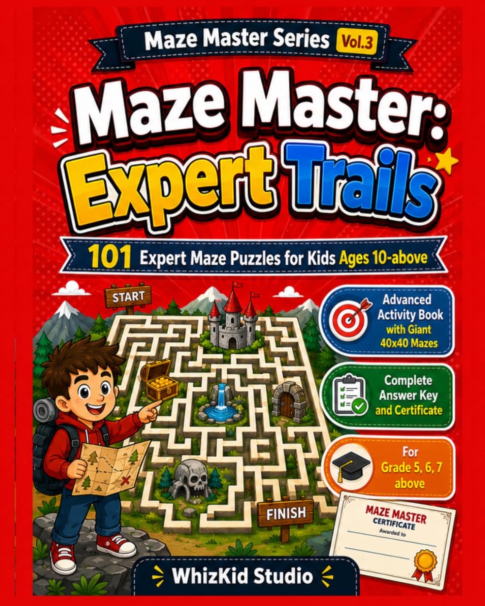 ler totalmente Maze Master: Expert Trails: Expert Mazes for Kids Ages 10+: 101 Challenging 40x40 Puzzle Brain Games with Solutions & Achievement Certificate —... Grades 5–7 and Beyond (Maze Master Series)