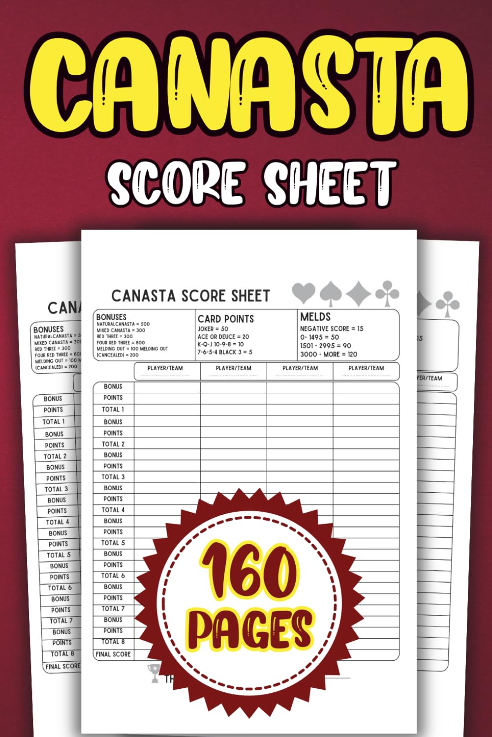Canasta Score Sheet: Canasta Card Game Score Pad for Score Keeping, 160 American Canasta Score Sheets, 6 x 9 inches baixar o livro de graça