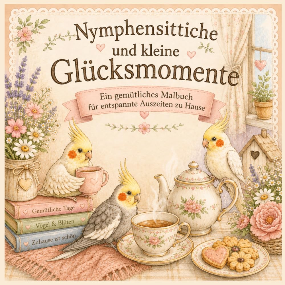 Nymphensittiche und kleine Glücksmomente: Ein gemütliches Malbuch für entspannte Auszeiten zu Hause (German Edition) baixar livro de graça