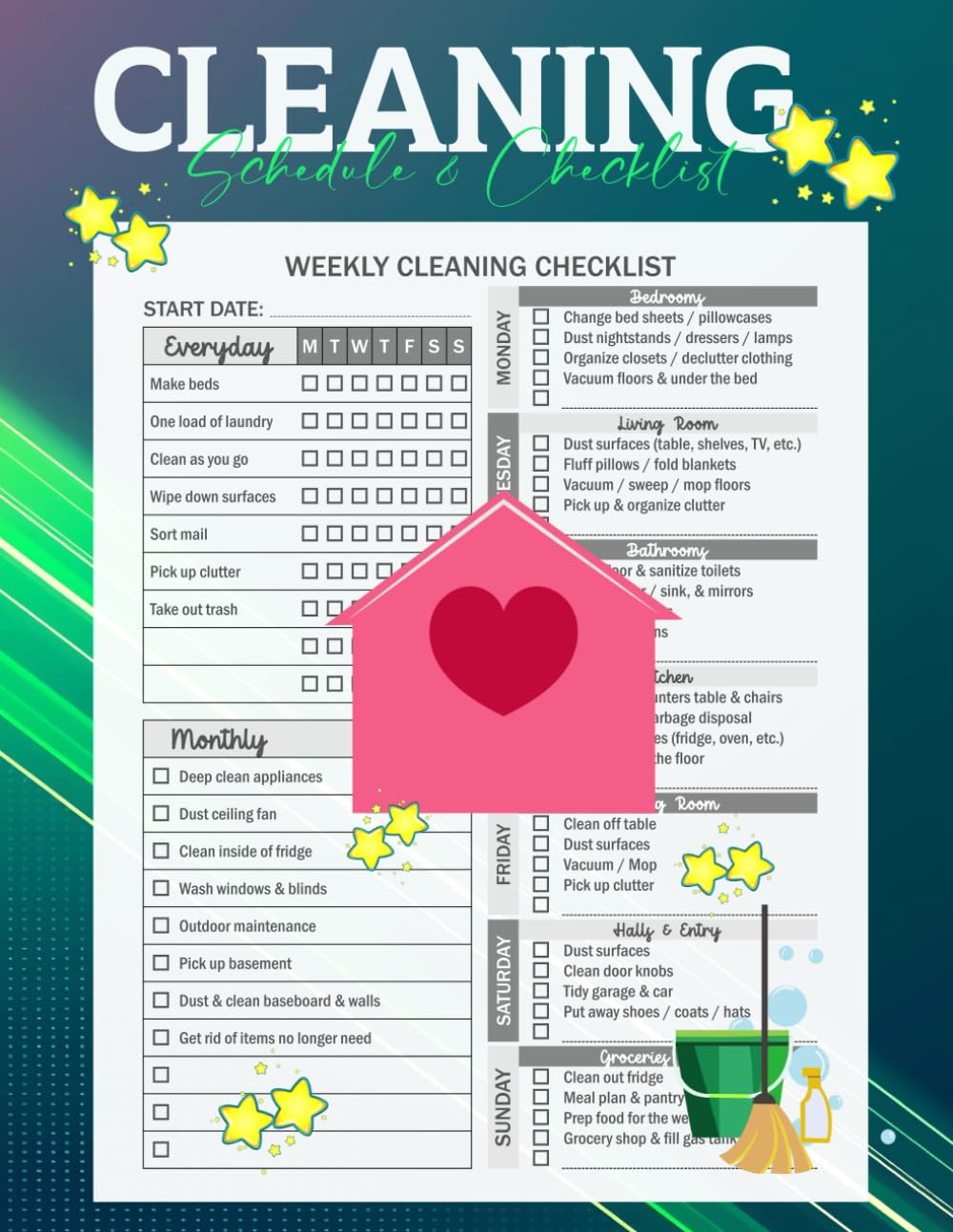 Cleaning Schedule and Checklist for Teens & Young Adults: Checklist Planner and Organizer With Checkboxes. Simple Daily, Weekly, and Monthly Household... Log Book), 8.5 x 11 Inches, 109 Pages baixar livro de graça