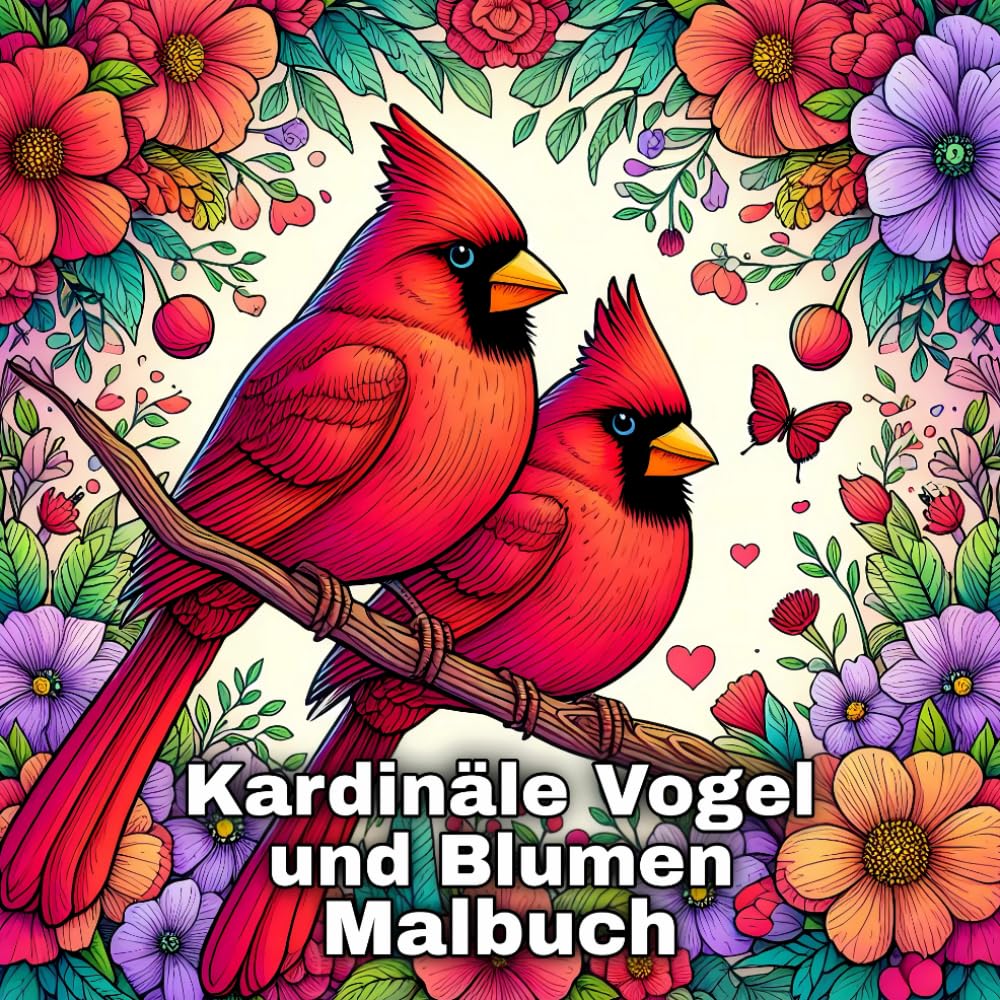 ler totalmente kardinäle vögel und blumen malbuch: Schöne Vögel und Blumen Malbuch Für Senioren In Großdruck Erwachsene Anfänger Frauen und Männer Mädchen 30 Leicht und einfach (German Edition)