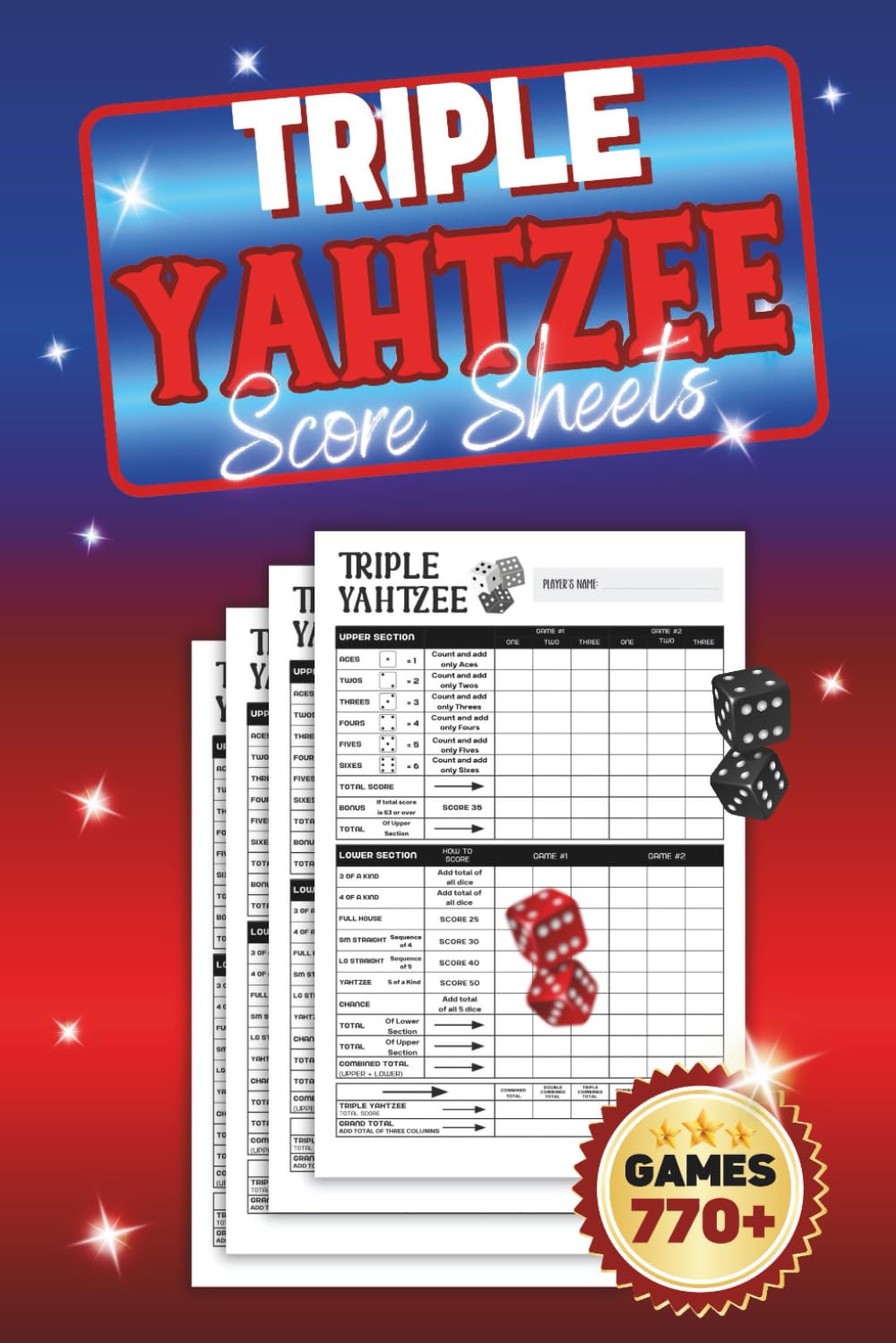 Triple Yahtzee Score Sheets: Scoring Pages in a 6" x 9", 130 Pages, Over 770 Games baixar o livro de graça
