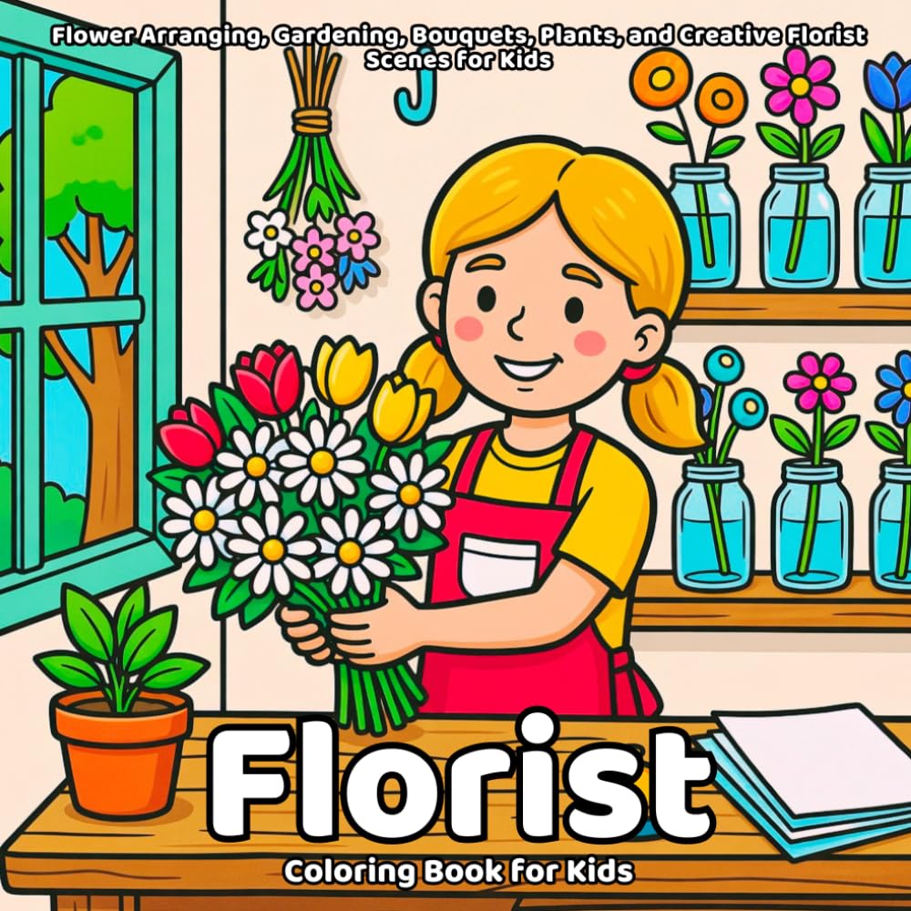 Florist Coloring Book: Flower Arranging, Gardening, Bouquets, Plants, and Creative Florist Scenes for Kids baixar o livro de graça