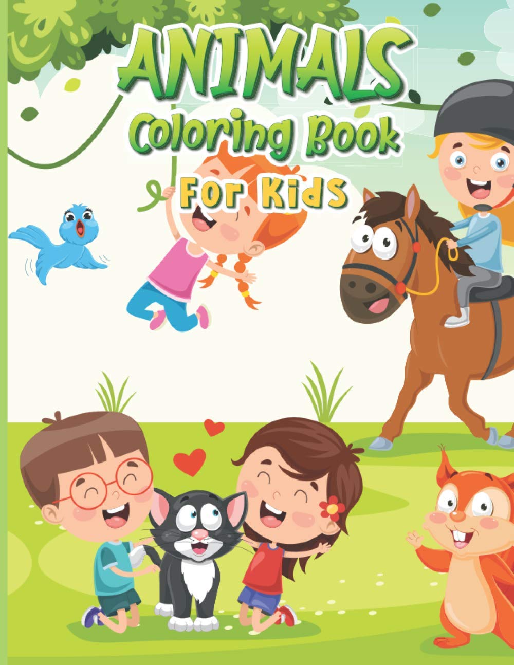 Animals Coloring Book: Boy and Girl Playing with Cat Horse Bird and Squirrel - Pages of Cute and Lovable Baby Animals from Forests, Jungles, Oceans and Farms । Fun Gift For Kids ages 4-8 baixar o livro de graça