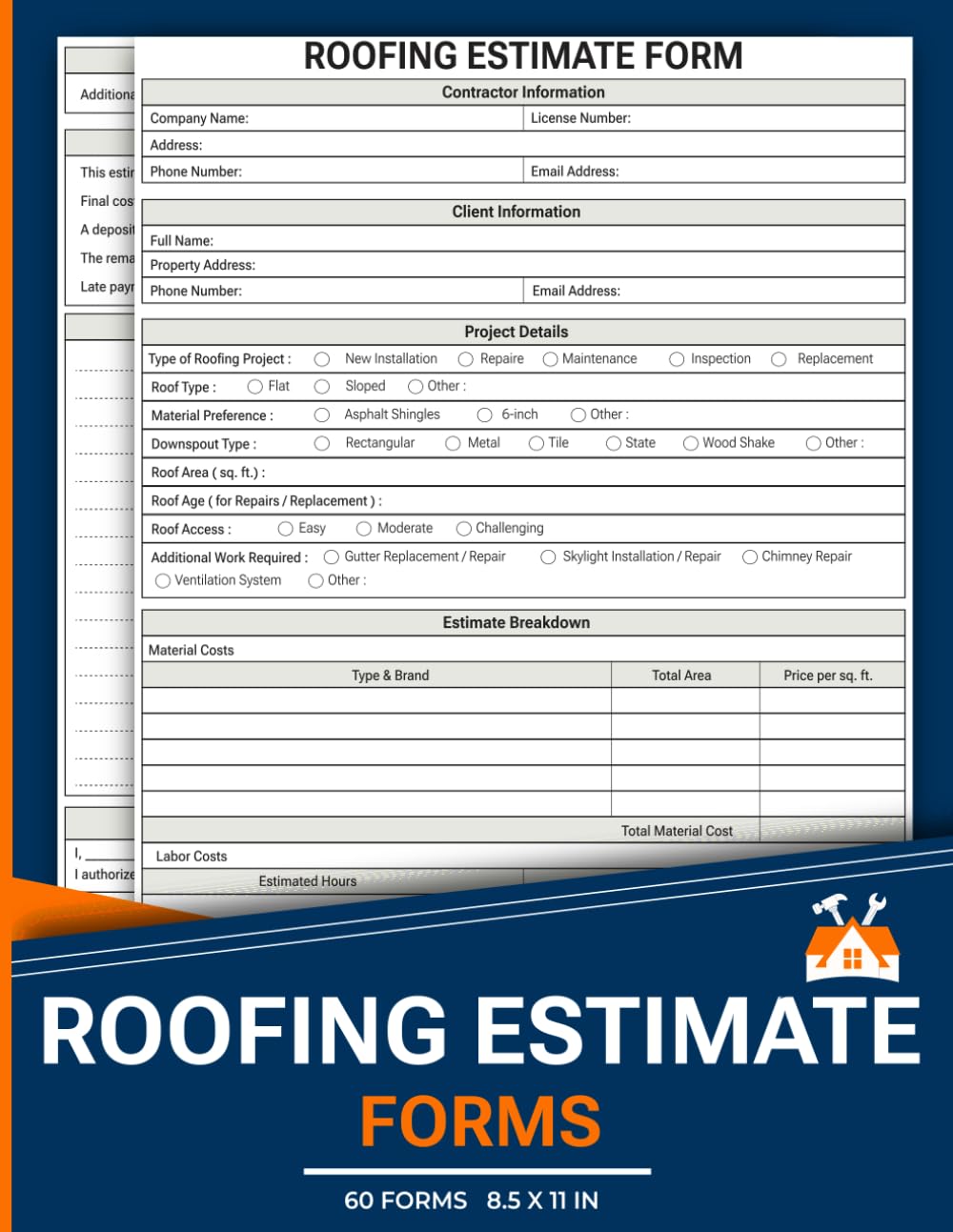 ler totalmente Roofing Estimate Forms: Work Estimating Book for Contractors to Track Job Quotes | 120 Pages.