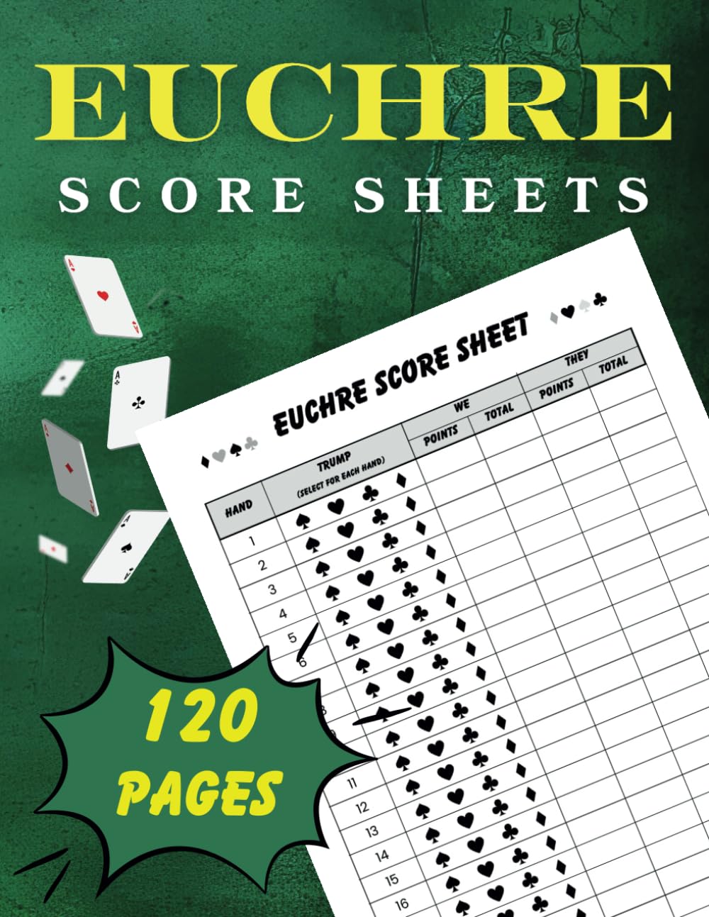 euchre score sheets: Euchre Score Pads, Large Print 8.5 x 11 inches with 120 Pages for scorekeeping baixar o livro de graça