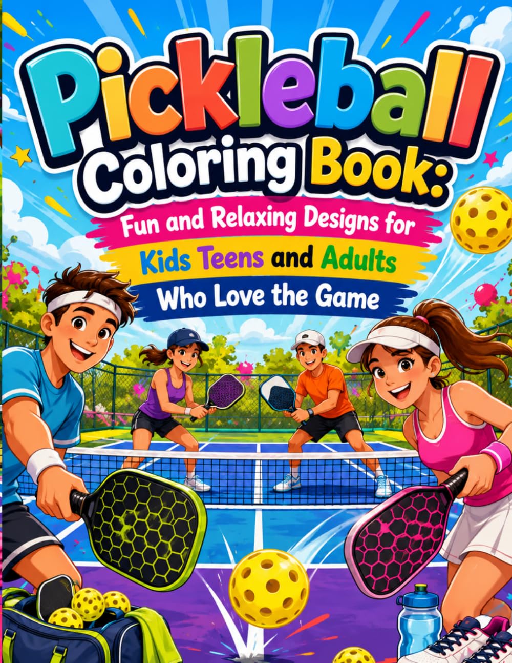 Pickleball Coloring Book: Fun and Relaxing Designs for Kids Teens and Adults Who Love the Game: A Creative Collection of Easy and Detailed Pickleball ... Relief Family Fun and Everyday Relaxation