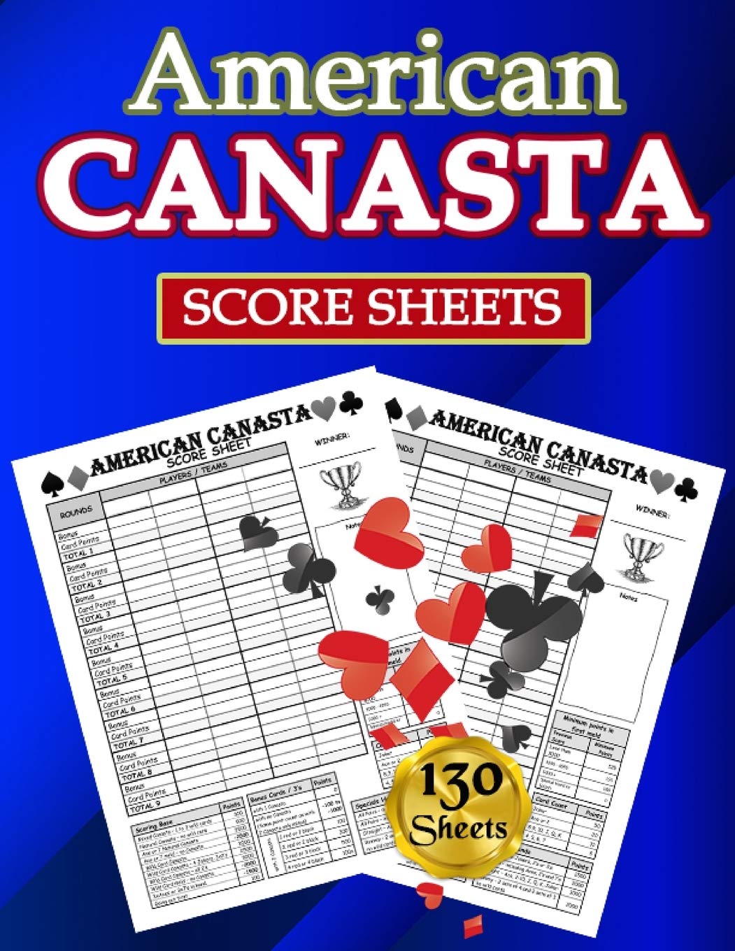ler totalmente American Canasta Score Sheets: 130 Large Score Pads for Scorekeeping - American Canasta Score Cards | American Canasta Score Pads with Size 8.5 x 11 inches