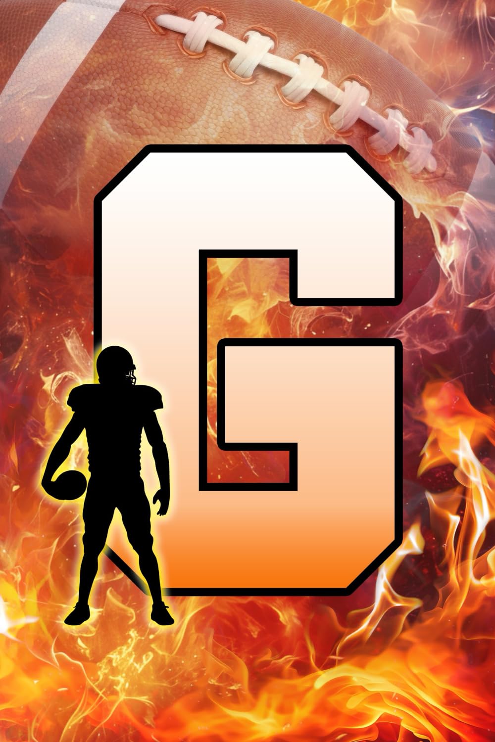 ler totalmente G: Letter "G" Initial American Football Player and Fire Flames Personalized Name Monogram Notebook - College-Ruled Personal Journal, Writing Pad, or Diary for Football Fans - 110 Pages, 6x9