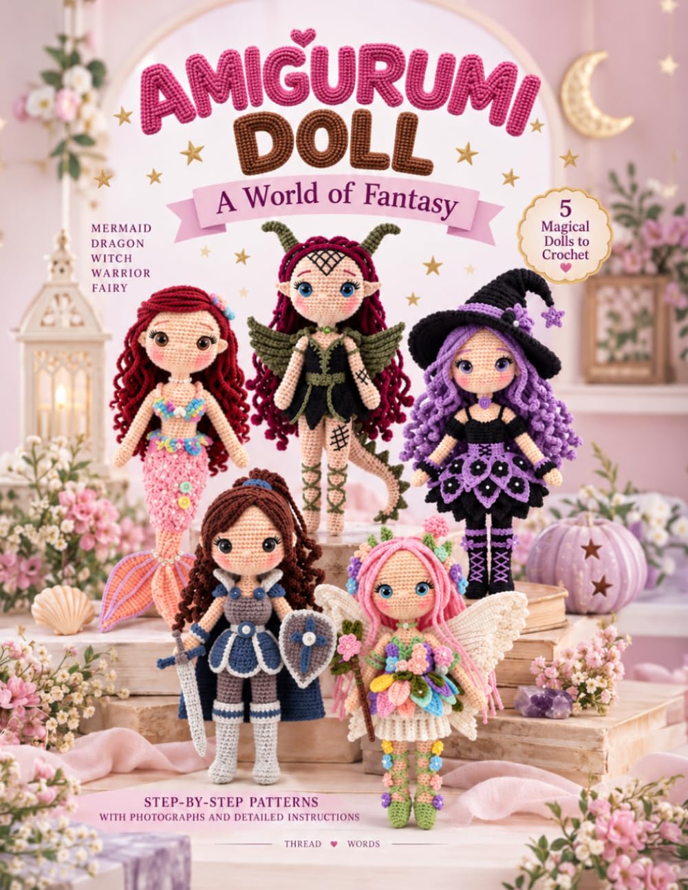 ler totalmente Amigurumi Doll: A World of Fantasy: 8 Easy Amigurumi Doll Patterns for Beginners: Step-by-Step Crochet Patterns in English to Create Beautiful Fantasy Dolls