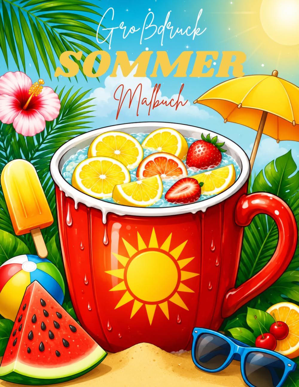 ler totalmente Großdruck Sommer Malbuch: 40 einfache, leichte und spaßige Sommermotive für Erwachsene und Senioren – mit großen Designs für mehr Freude und Entspannung (German Edition)