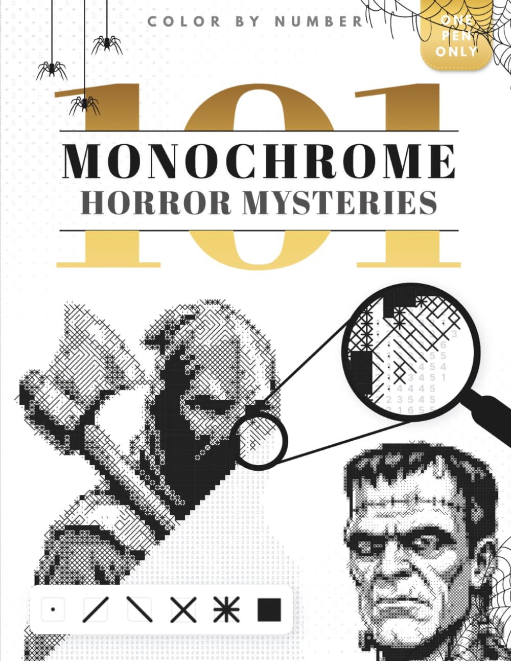 101 Color by Number Monochrome Horror Mysteries: One Color Monochrome Coloring Book for Adults with Black and White Puzzles for Stress Relief and Fun! baixar livro de graça