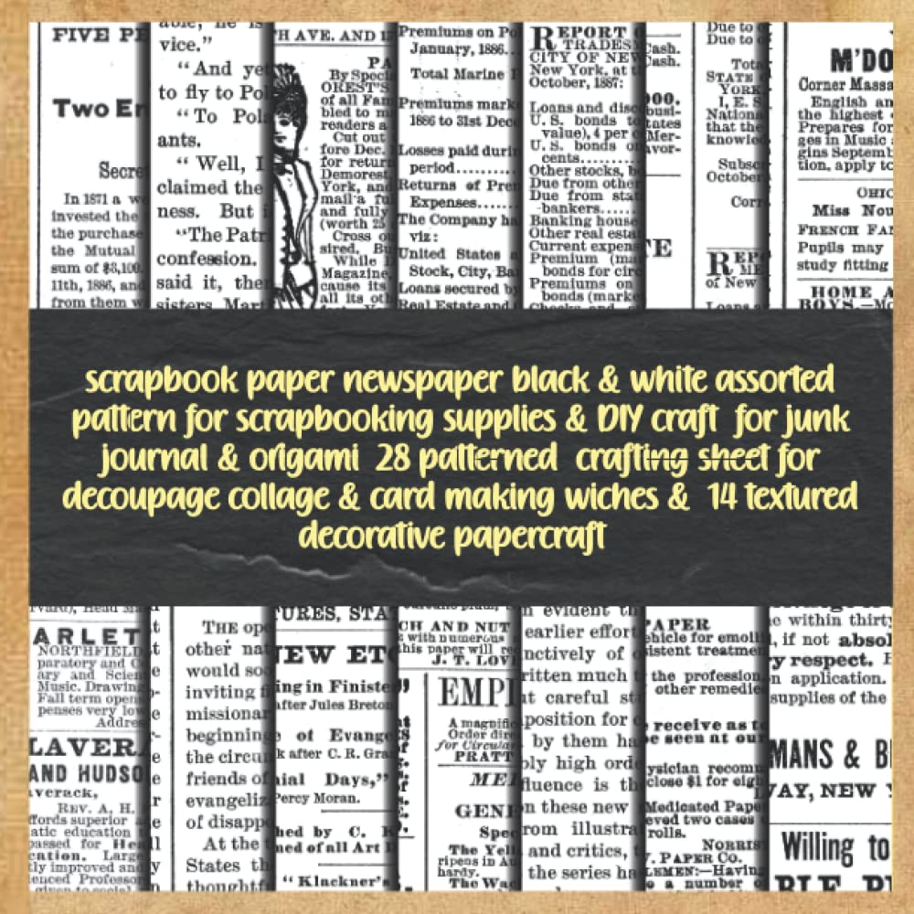 scrapbook paper newspaper black & white assorted pattern for scrapbooking supplies & DIY craft for junk journal & origami 28 patterned crafting... wiches & 14 textured decorative papercraft baixar o livro de graça