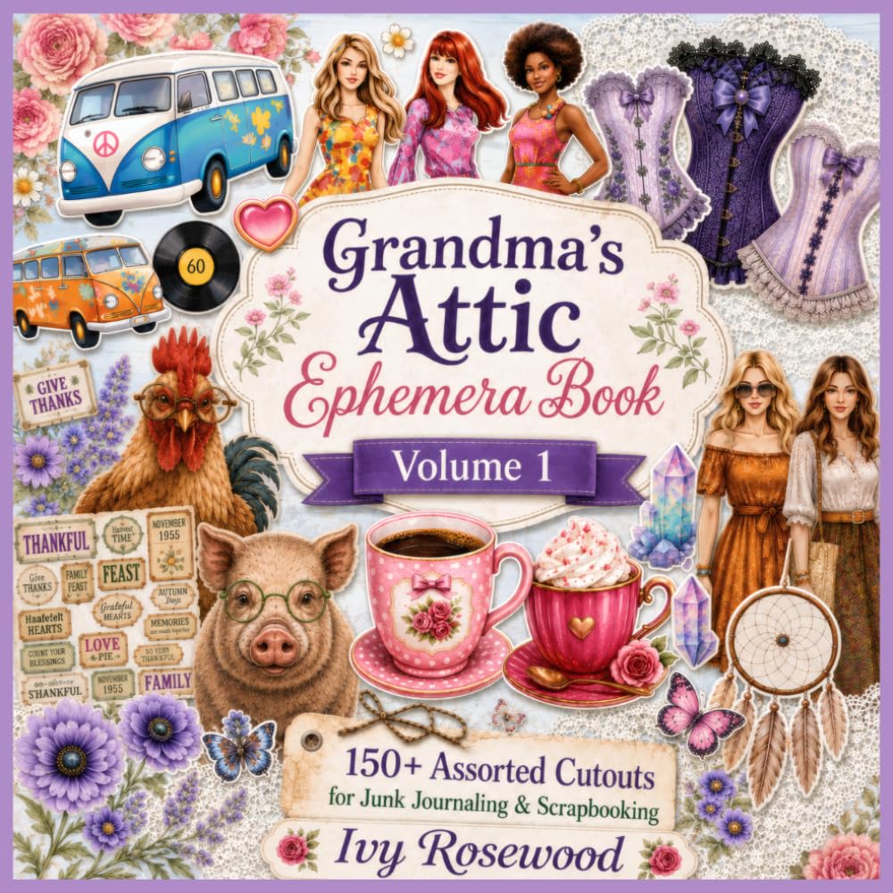 Grandma's Attic Ephemera Book Vol. 1: 150+ Assorted Cutouts for Junk Journaling and Scrapbooking baixar livro de graça