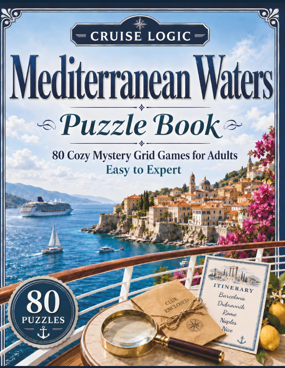 Cruise Logic: Mediterranean Waters Puzzle Book: 80 Cozy Mystery Grid Games for Adults, Easy to Expert baixar o livro de graça