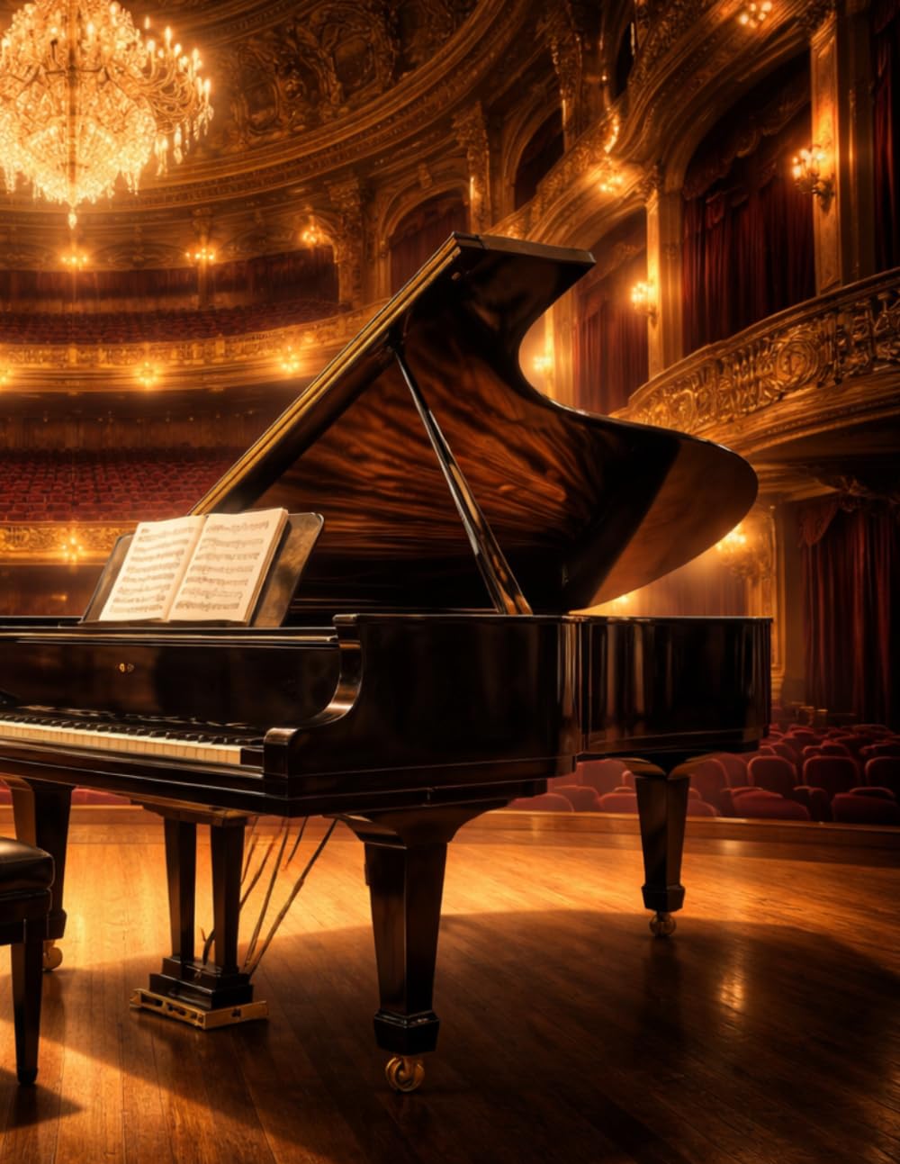 Sheet Music Book – Grand Piano in an Elegant Concert Hall: Blank Manuscript Paper with 12 Staves Per Page for Composition, Songwriting, Lessons,... and Creative Ideas | 100 Pages | 8.5 x 11 baixar o livro de graça