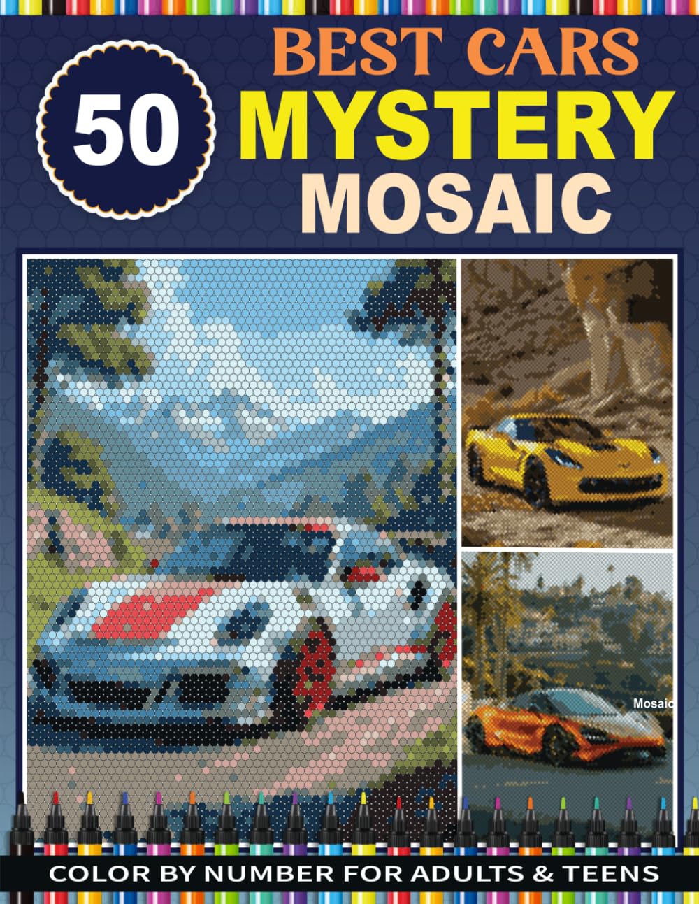 ler totalmente 50 Best Cars Mystery Mosaic: Stress Relief Pixel Art Dream Cars Mystery Mosaic Color by Number for Adults and Teens